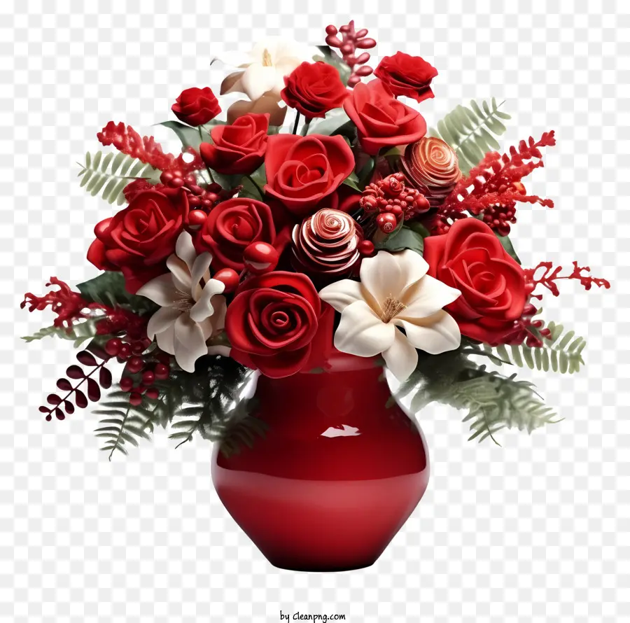 Vaso，Rosas Vermelhas PNG