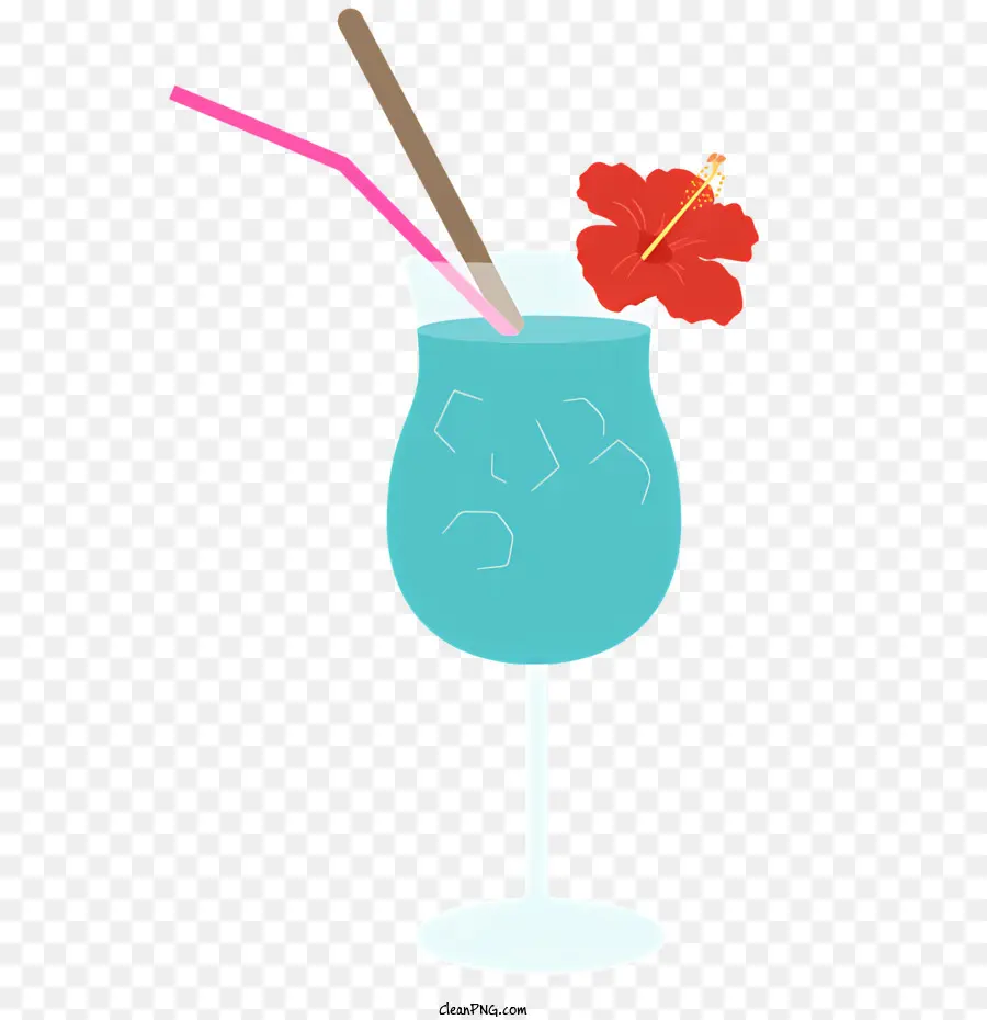 Bebida Azul，Flor Rosa PNG