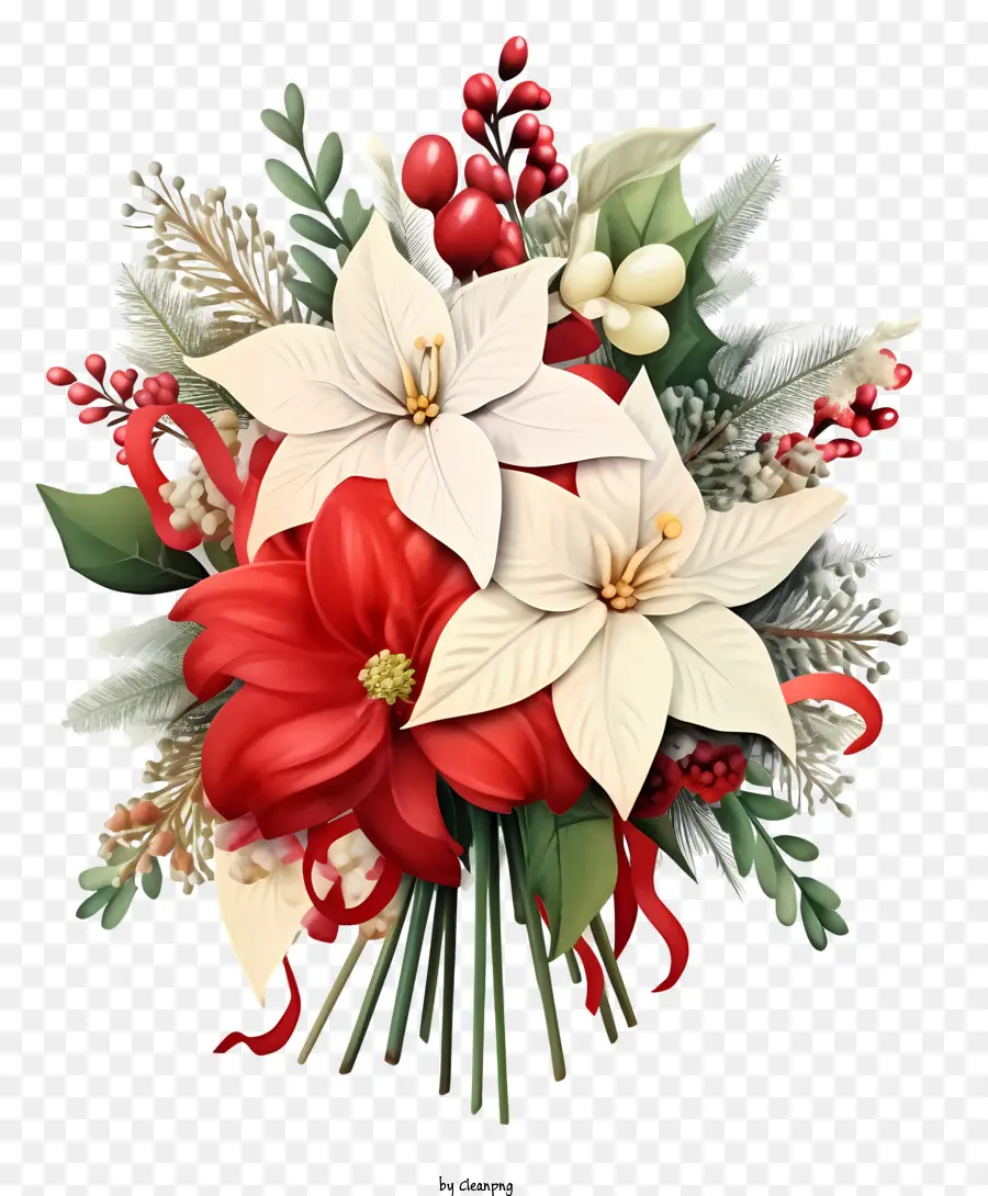 Buquê，Flores Vermelhas E Brancas PNG