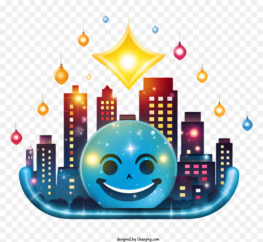 Rosto Sorridente，Paisagem Urbana Com Smiley PNG