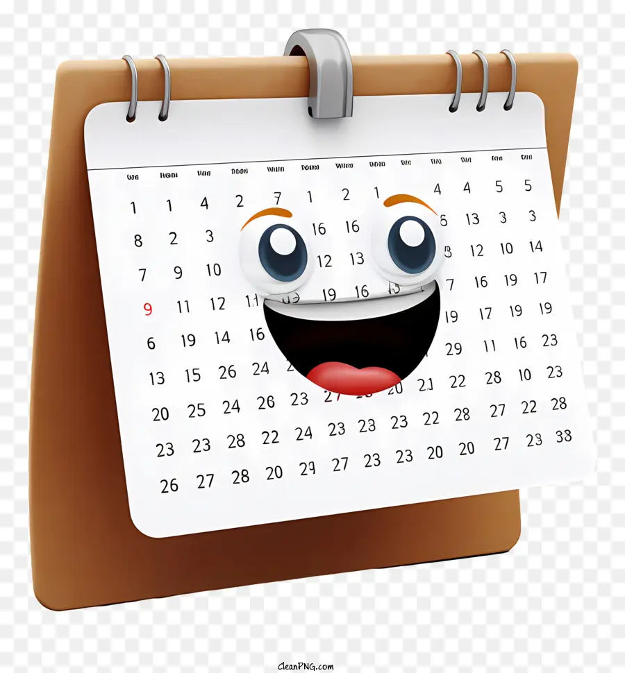 Calendário Sorridente，Calendário De Papel Marrom PNG