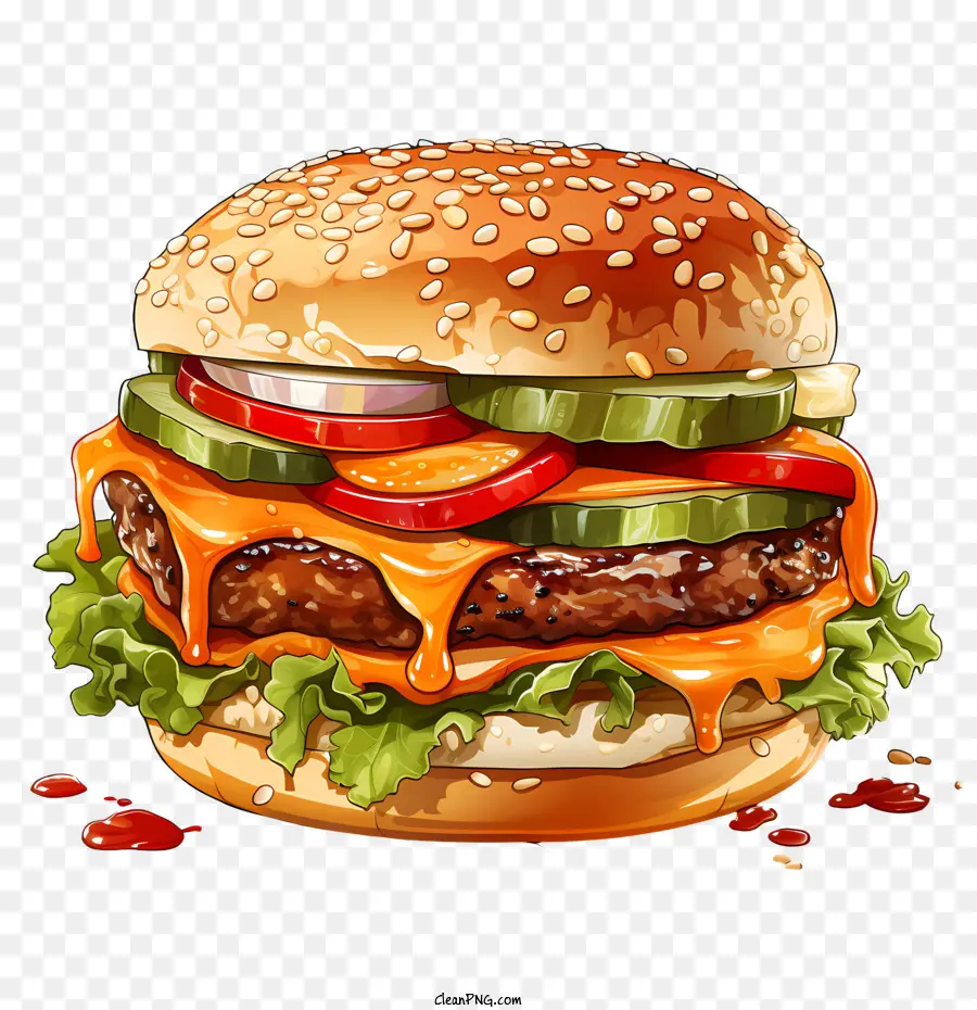 American Burger，Cheeseburger PNG