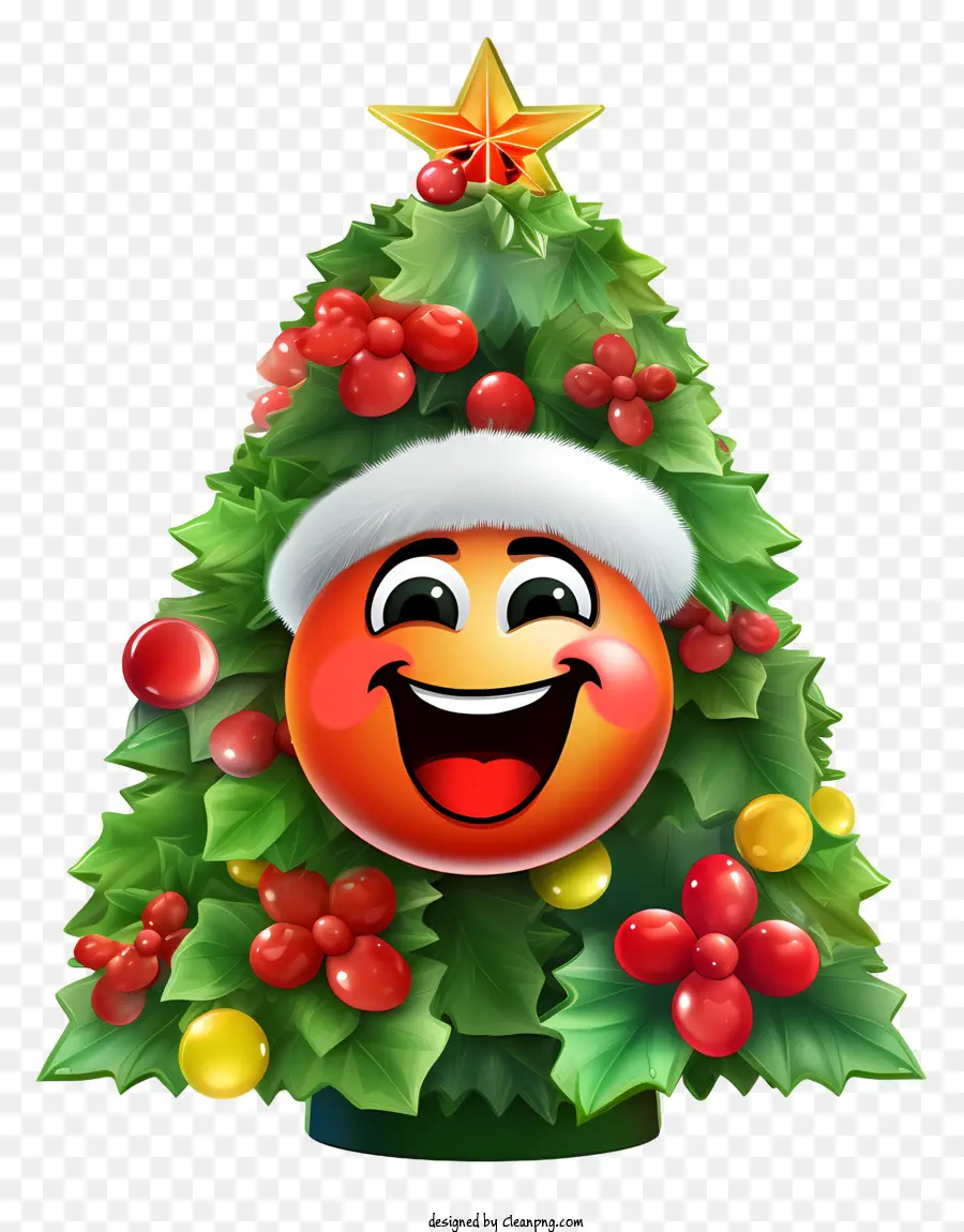 Elementos De Natal，Emoji De árvore Sorridente PNG