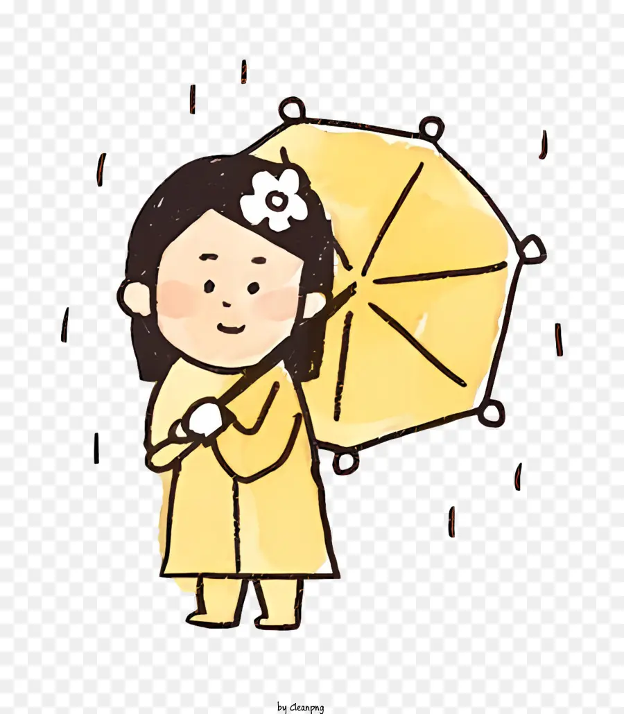 Desenho Animado，Menina Com Guarda Chuva PNG