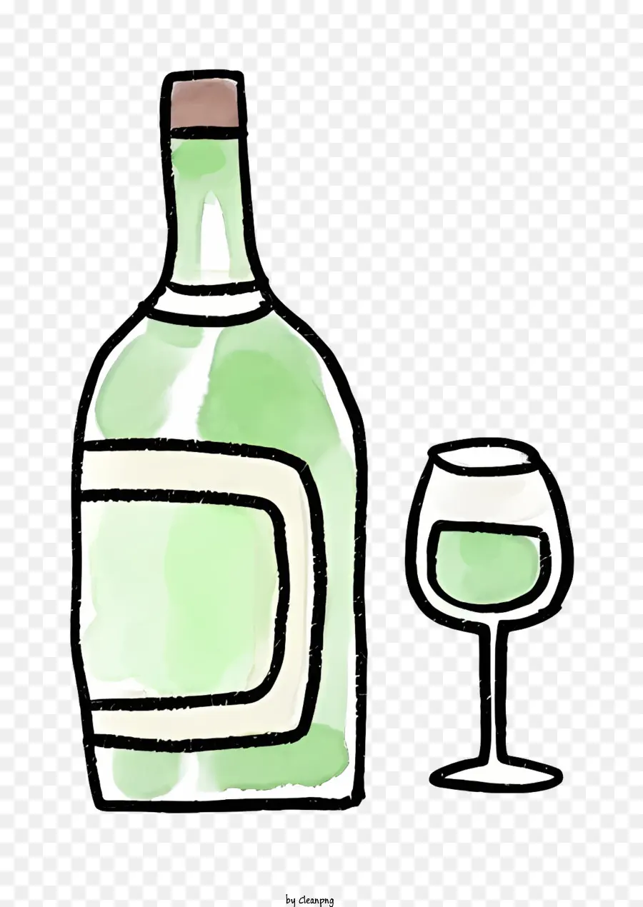 Desenho Animado，Garrafa E Copo De Vinho PNG