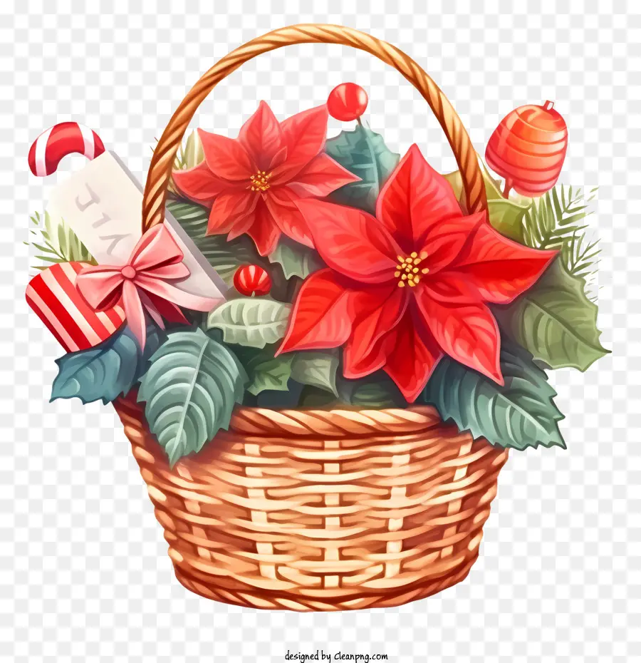 Emoji De Cesta De Flores De Natal，Cesta Poinsétia PNG