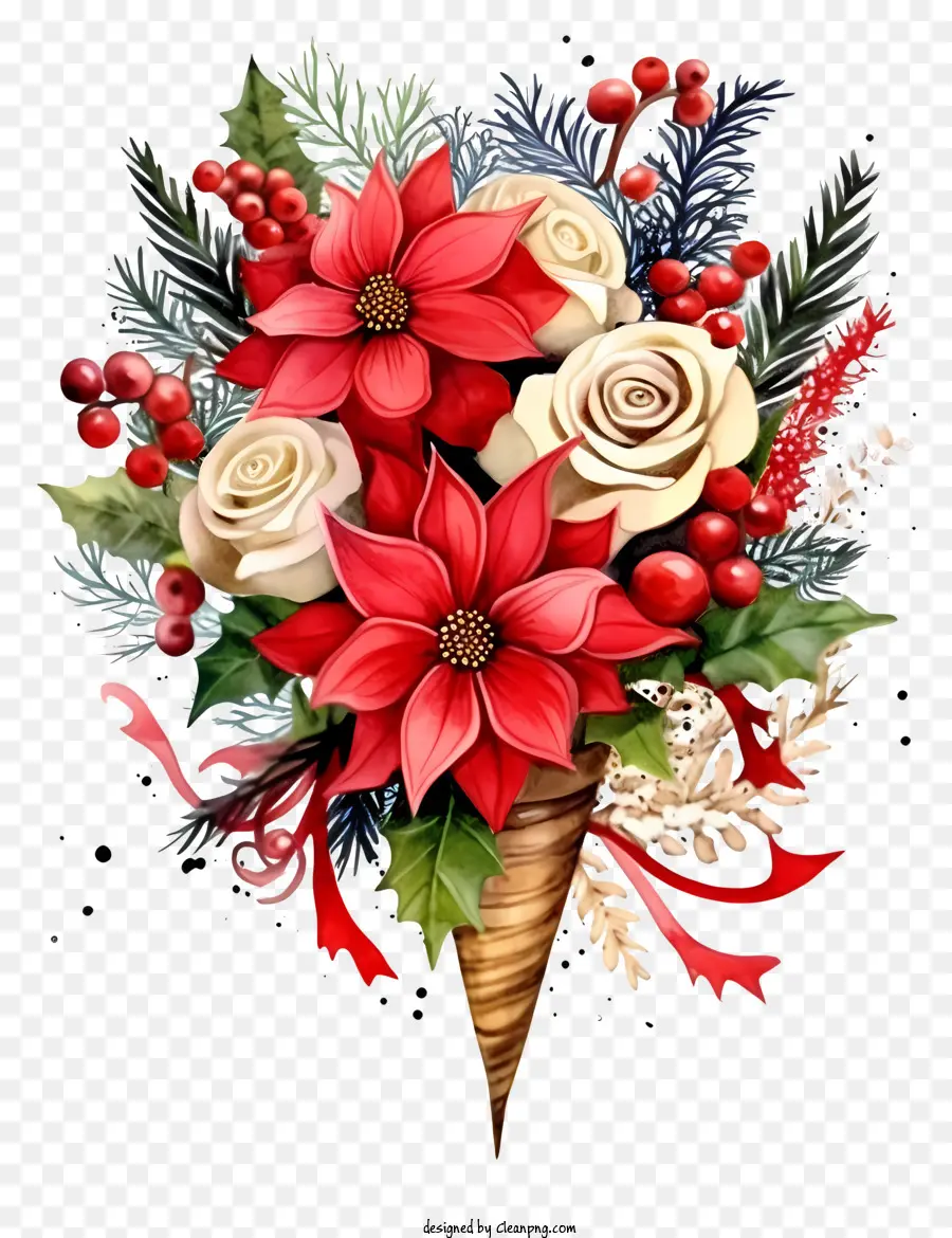 Doodle Buquê De Natal，Buquê Floral PNG