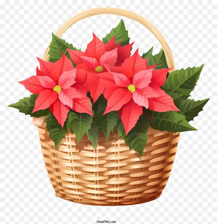 Estilo Isométrico，Cesta De Flores De Natal PNG