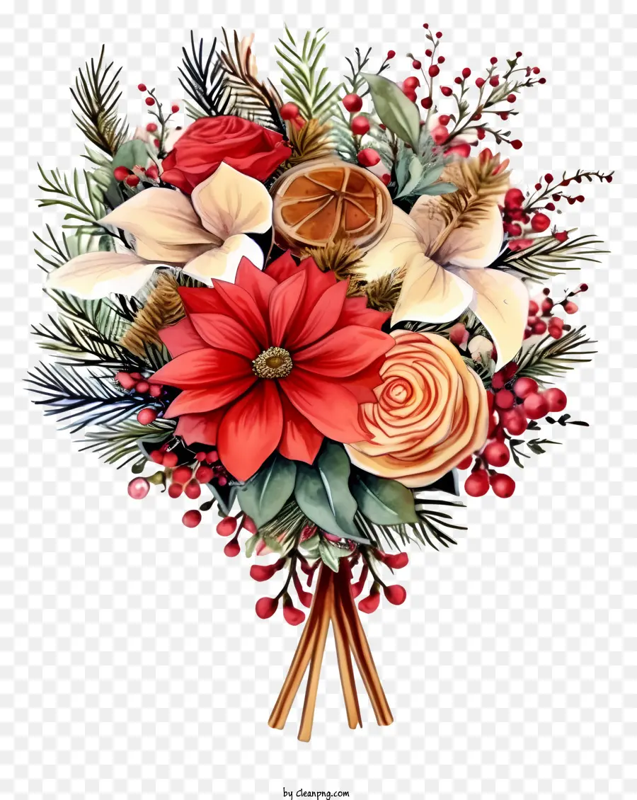 Doodle Christmas Bouquet，Buquê De Flores PNG
