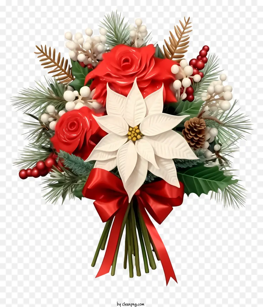 Buquê De Natal Em 3d Realista，Buquê Floral PNG