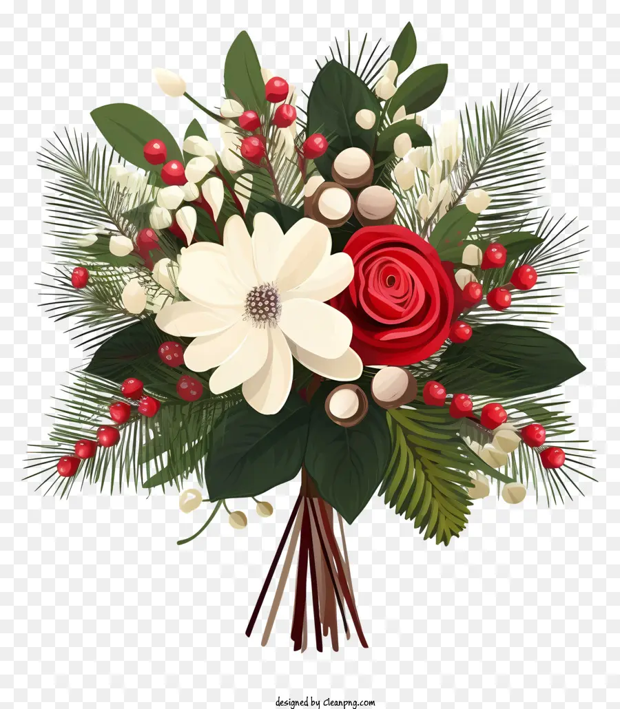 Buquê De Natal De Estilo Retrô Da Moda，Rosas Vermelhas PNG