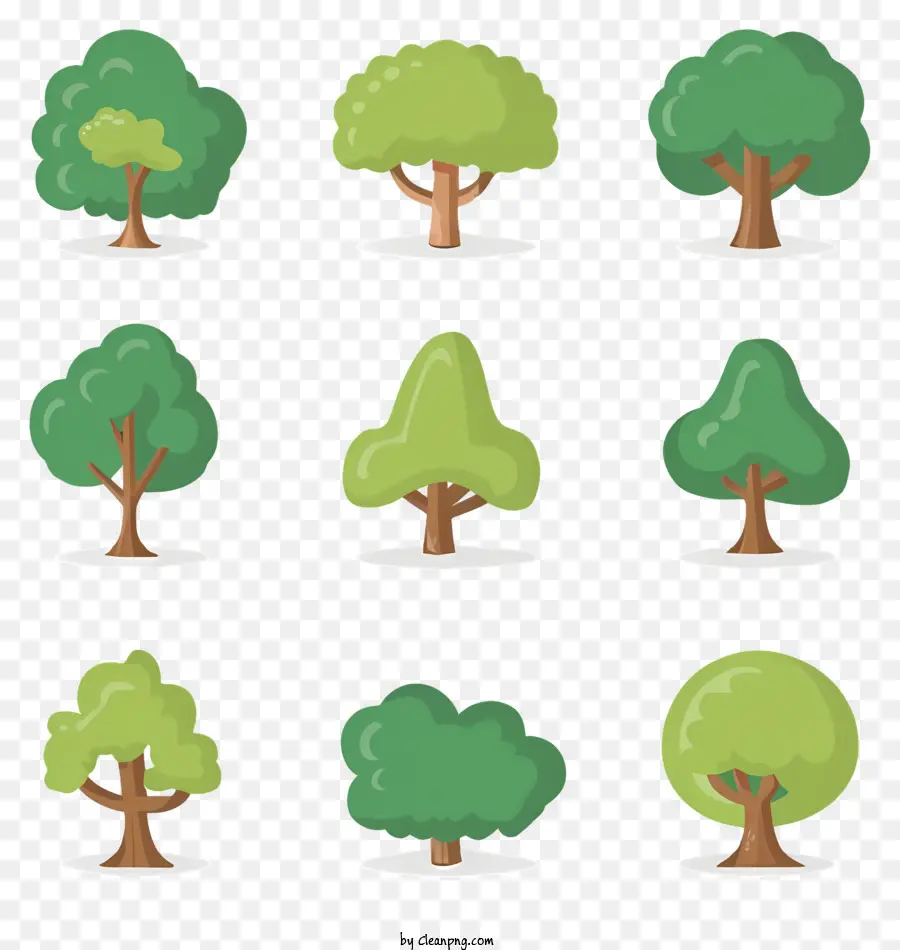Cartoon，árvores Verdes PNG