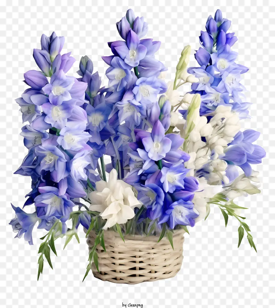 Cesta De Delinada Flor De Delphinium，Flores Brancas PNG