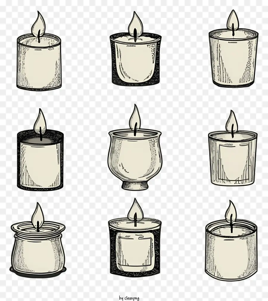 Cartoon，Velas Pretas E Brancas PNG