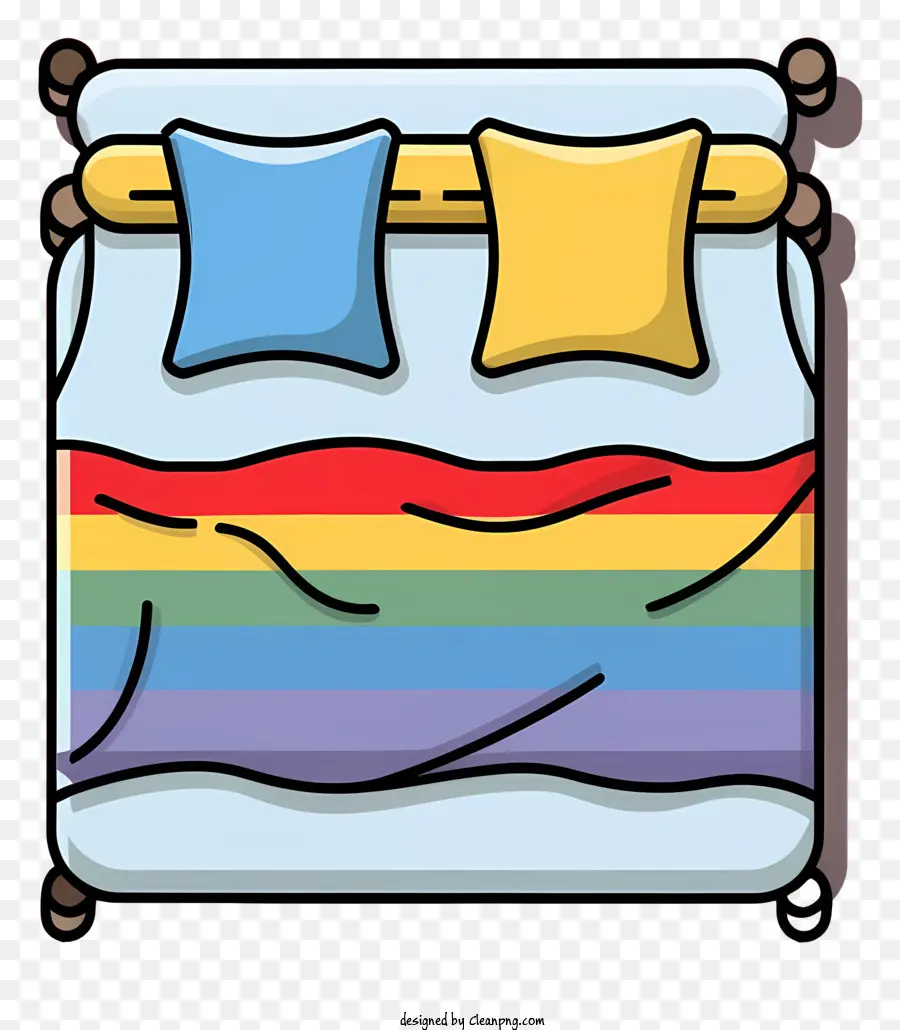 Desenho Animado，Cama Com Manta Arco íris PNG