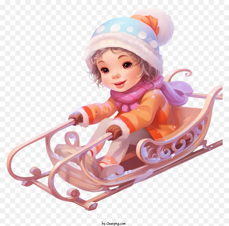 Sleigh Para Crianças Pastel，Renderização Em 3d PNG