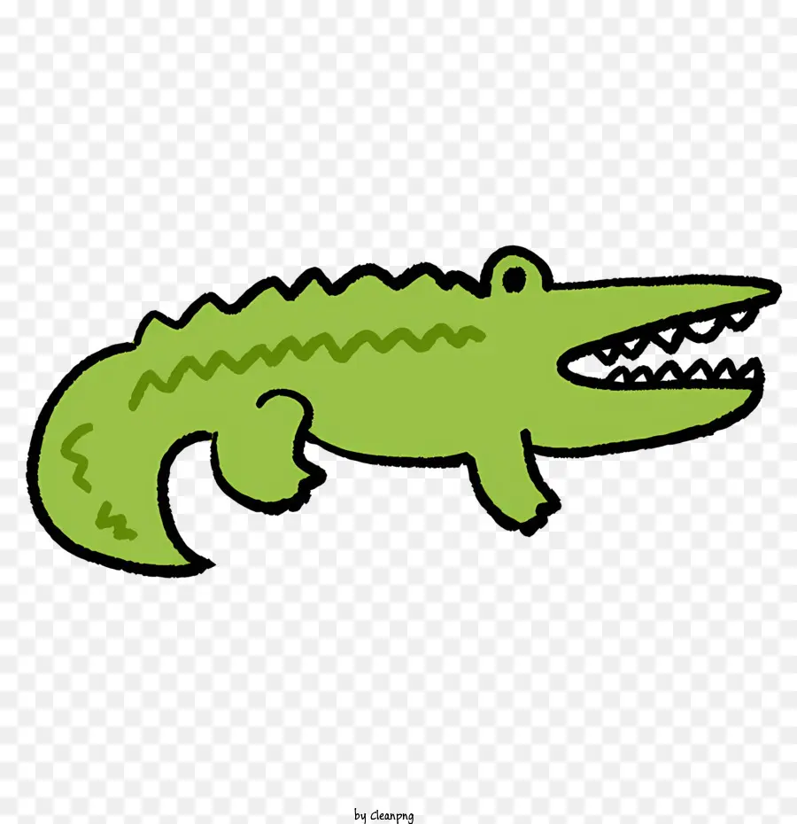 Desenho Animado，Crocodilo Verde PNG