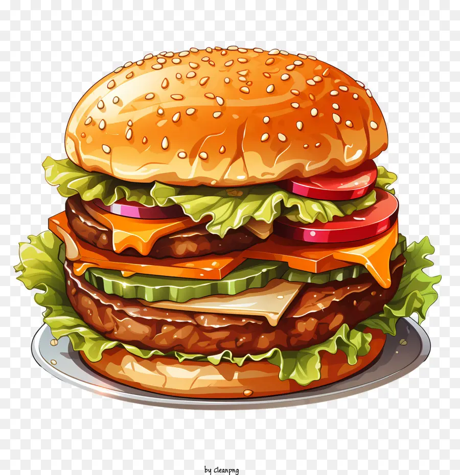 American Burger，Hamburger PNG