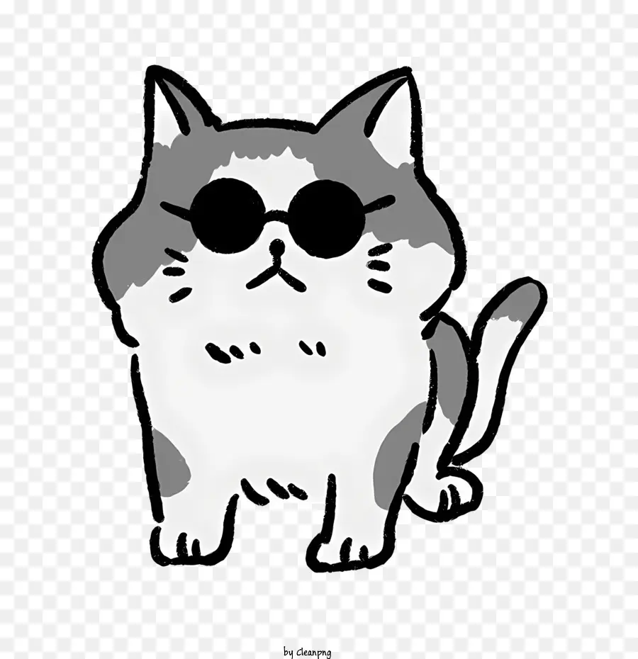 Cartoon，Desenho De Gato Preto E Branco PNG