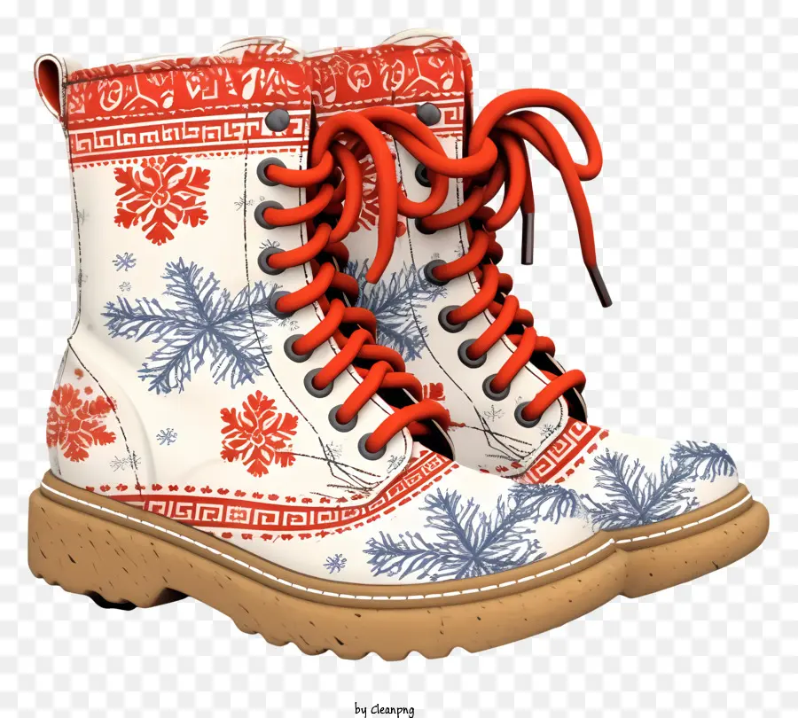 Botas De Inverno De Estilo Retrô Da Moda，Botas Impressas No Floco De Neve PNG