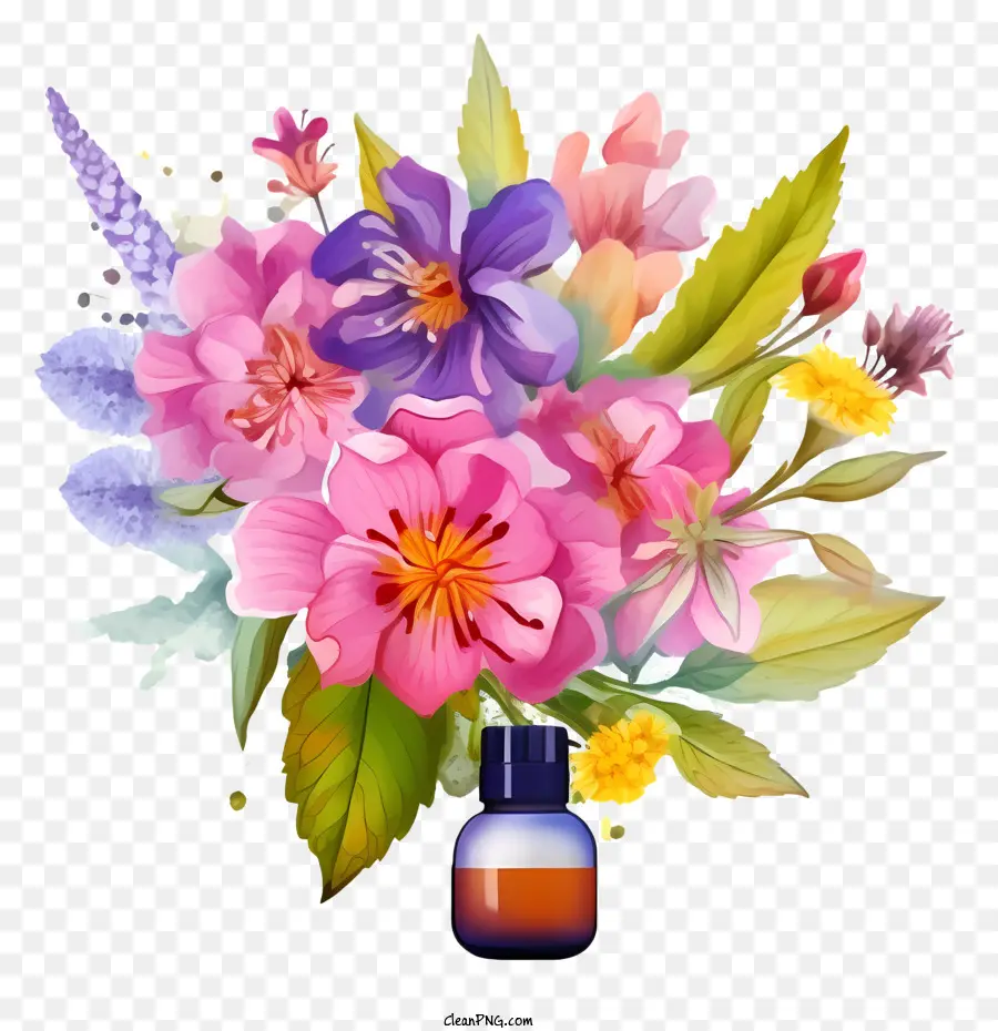 Terapia De Essências De Flores Em Aquarela，Bouquet Of Flowers PNG