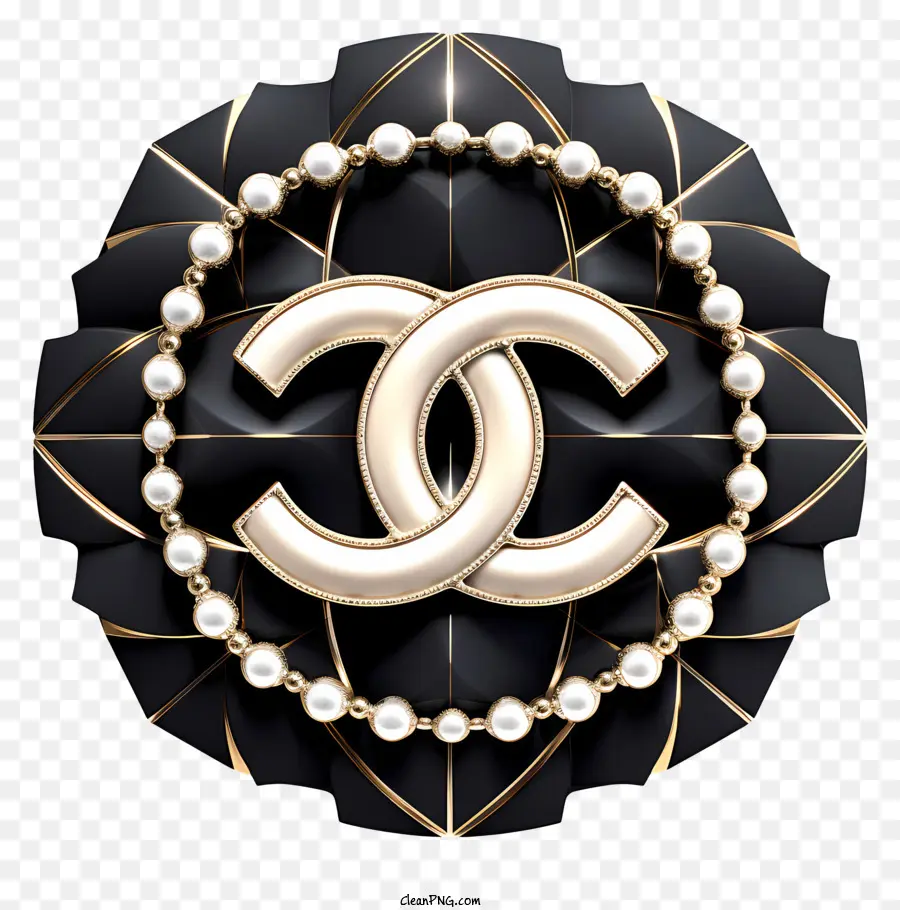 Chanel Logotipo，Enfeites De Ouro E Pérolas PNG