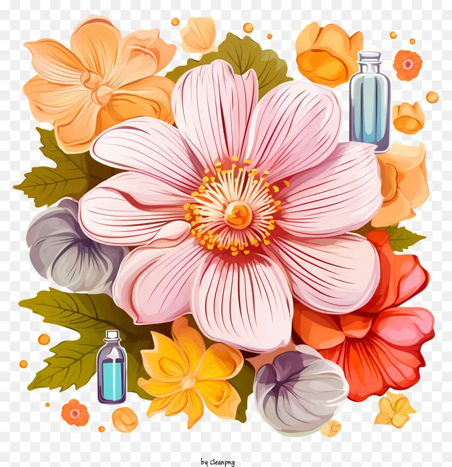 Terapia De Essências De Flores De Estilo Retrô Da Moda，Buquê De Flores PNG