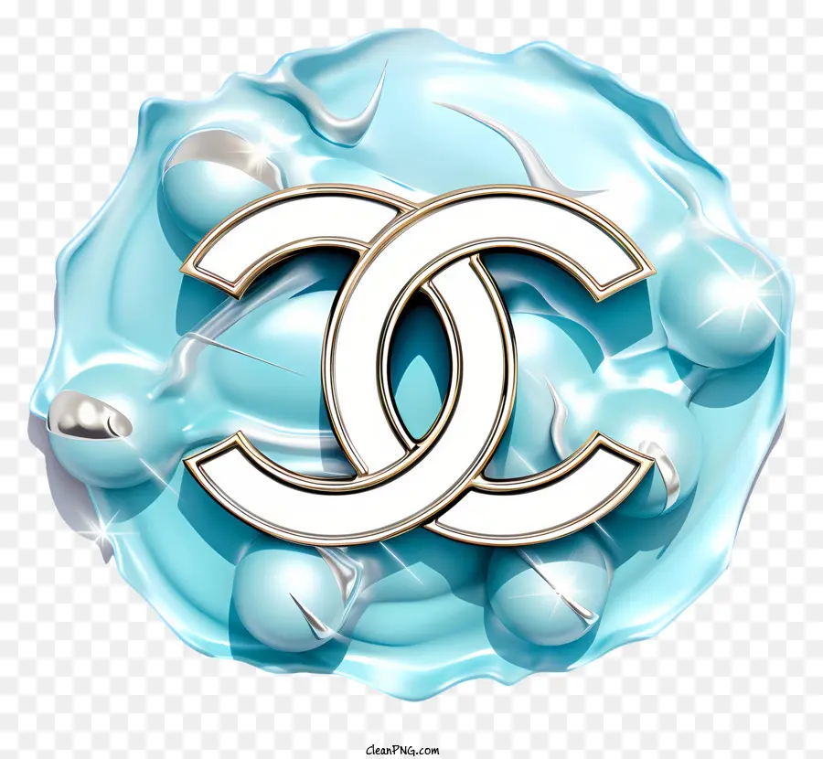 Chanel Logotipo，Líquido Azul PNG