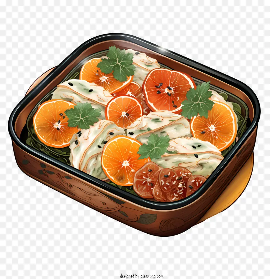 Caixa De Bento，Tigela De Laranjas Fatiadas PNG