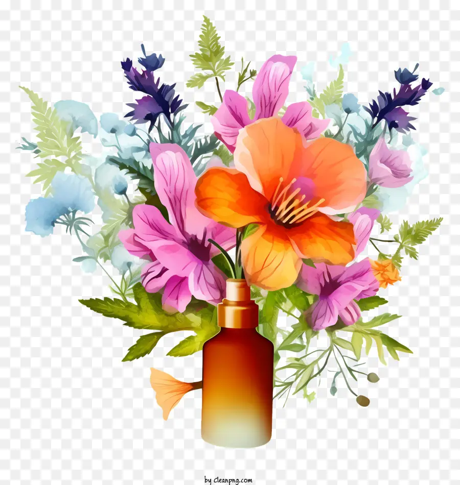 Terapia De Essências De Flores Em Aquarela，Arranjo Floral PNG