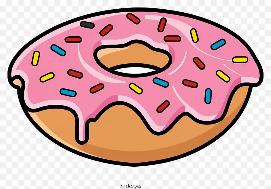 Cartoon，Donut Com Vidro Rosa PNG