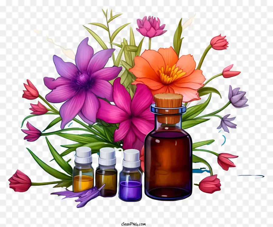 Terapia De Essências De Flores De Desenho Animado，Vaso PNG