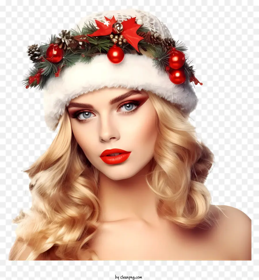 Maquiagem Realista De Natal 3d，Mulher Bonita PNG