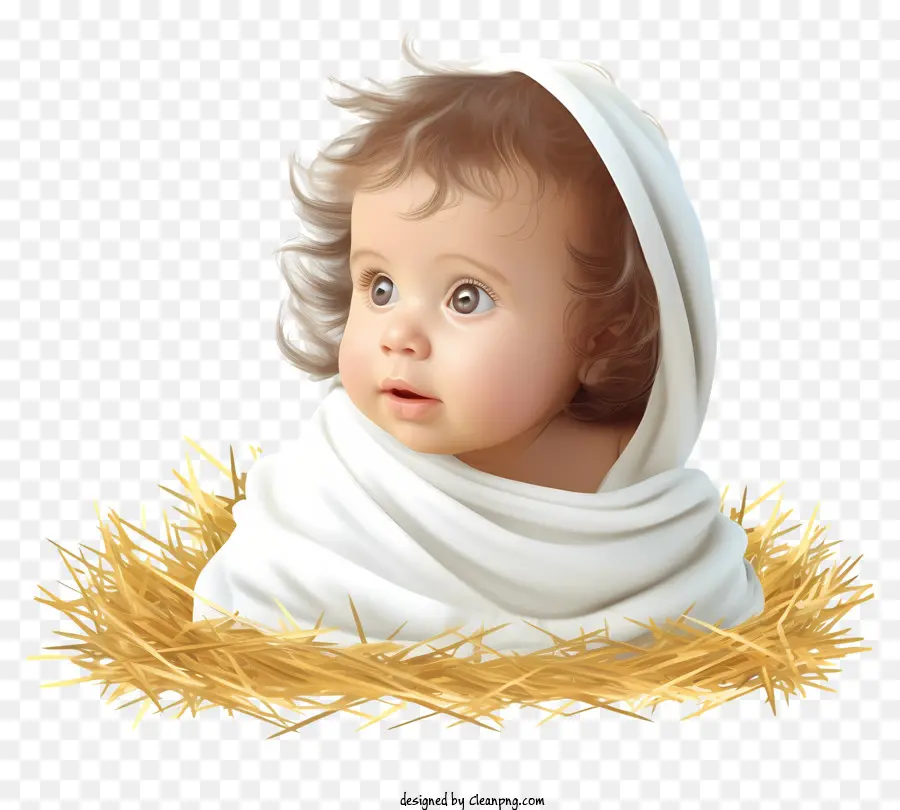Baby Realista 3d Jesus，Bebê Em Uma Manjedoura PNG