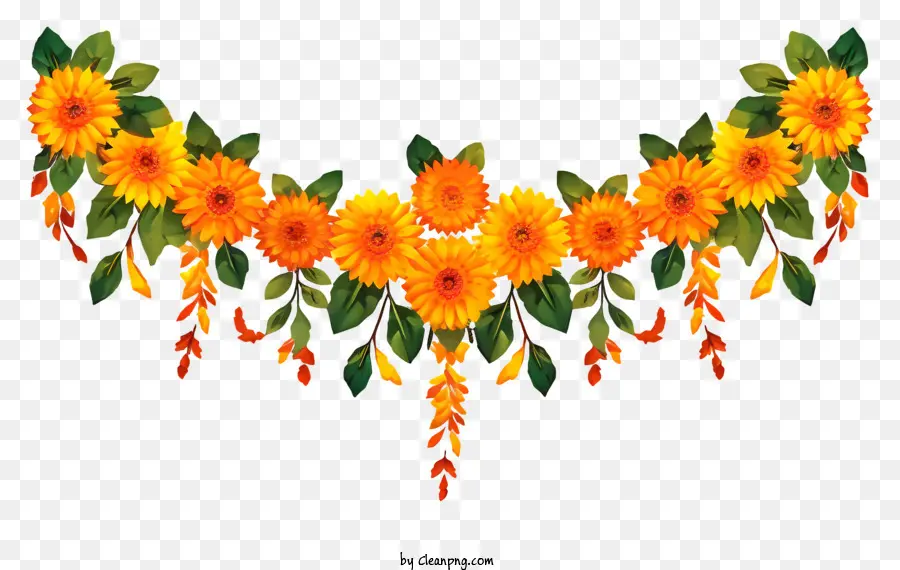 Decoração De Toran Marigold，Flores De Laranja PNG