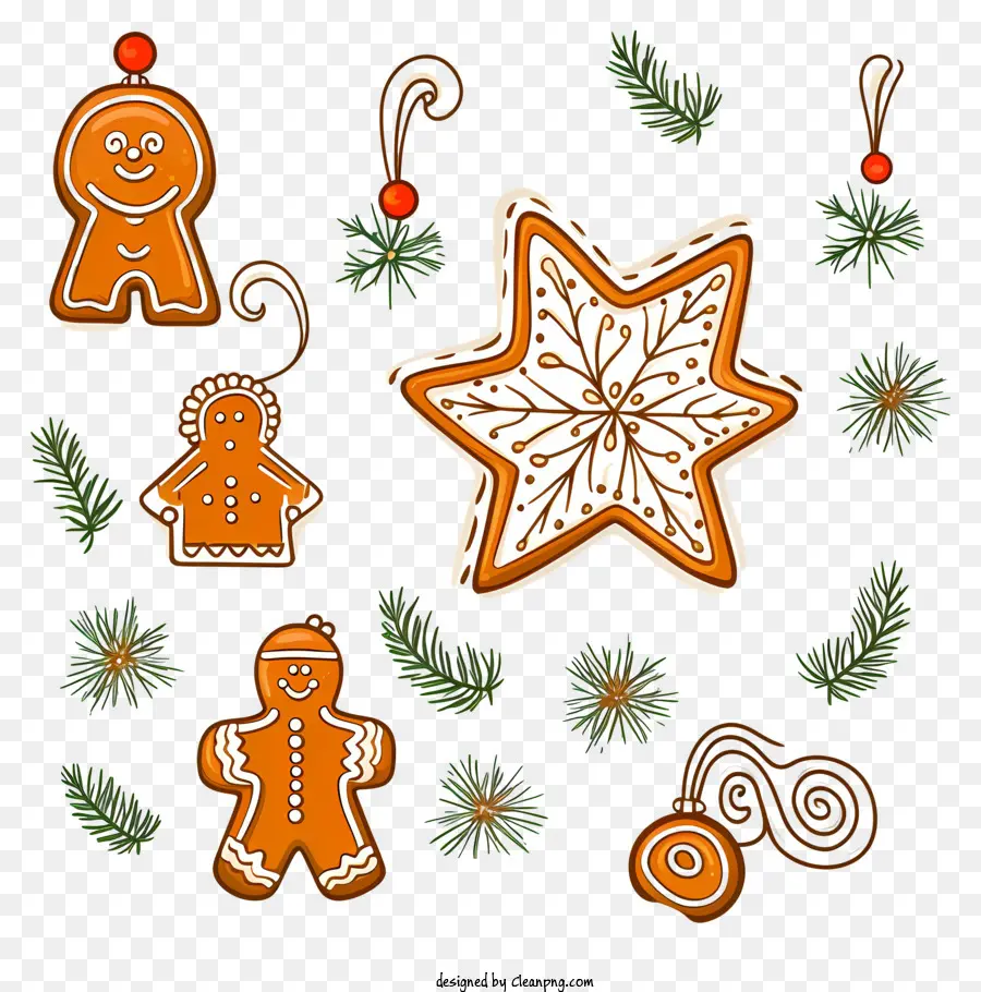 Doodle Gingerbread Decoration，Gingerbread Cookies PNG