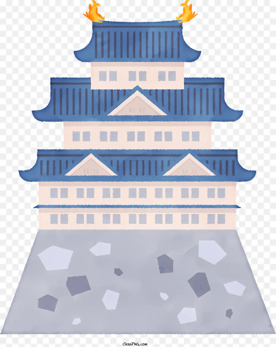 Cartoon Castelo，Castelo Azul E Branco PNG