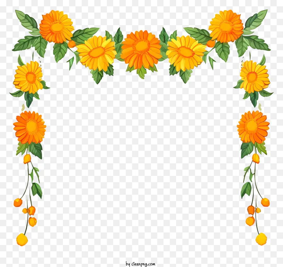 Decoração De Toran Marigold，Flower Frame PNG