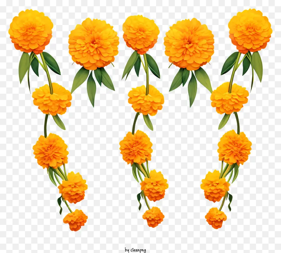 Garlanda De Flor De Carrinhos De Carrinhos，Buquê De Flores Amarelas PNG