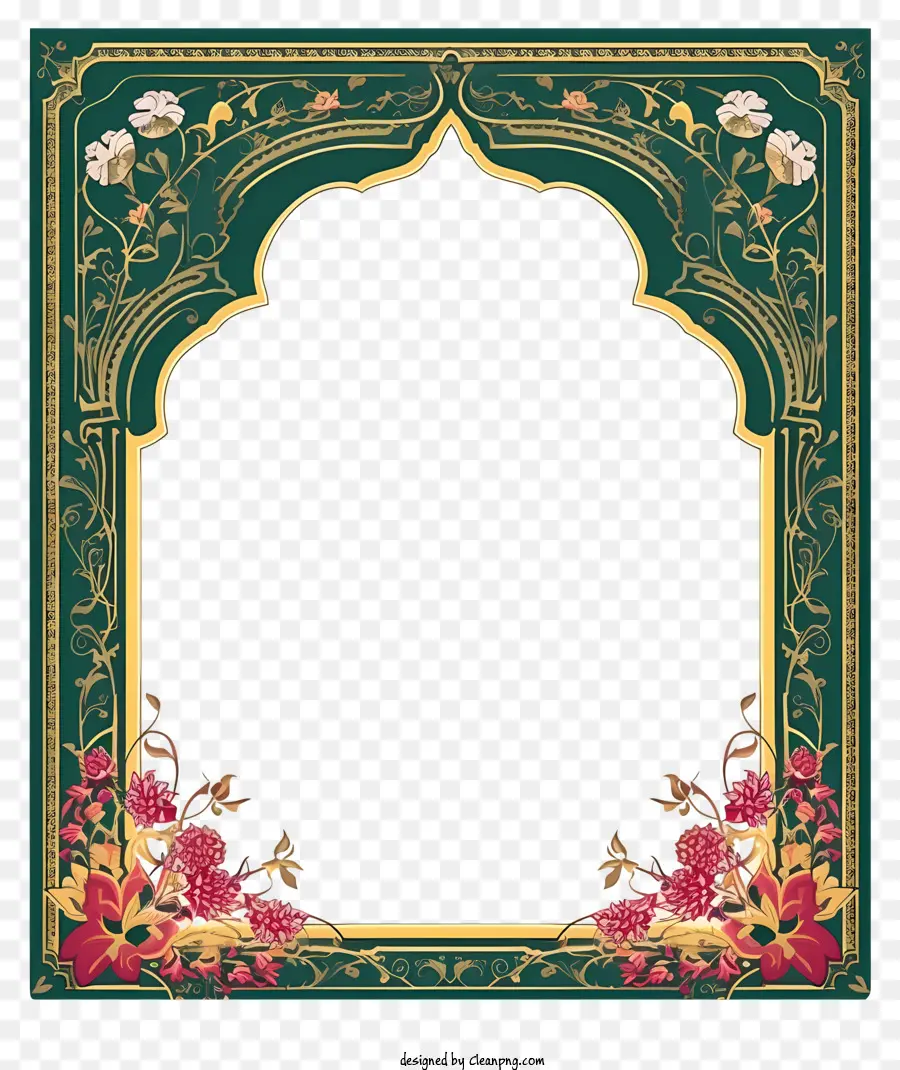 Fronteira De Estilo Muçulmano，Quadro Verde Ornamentado PNG