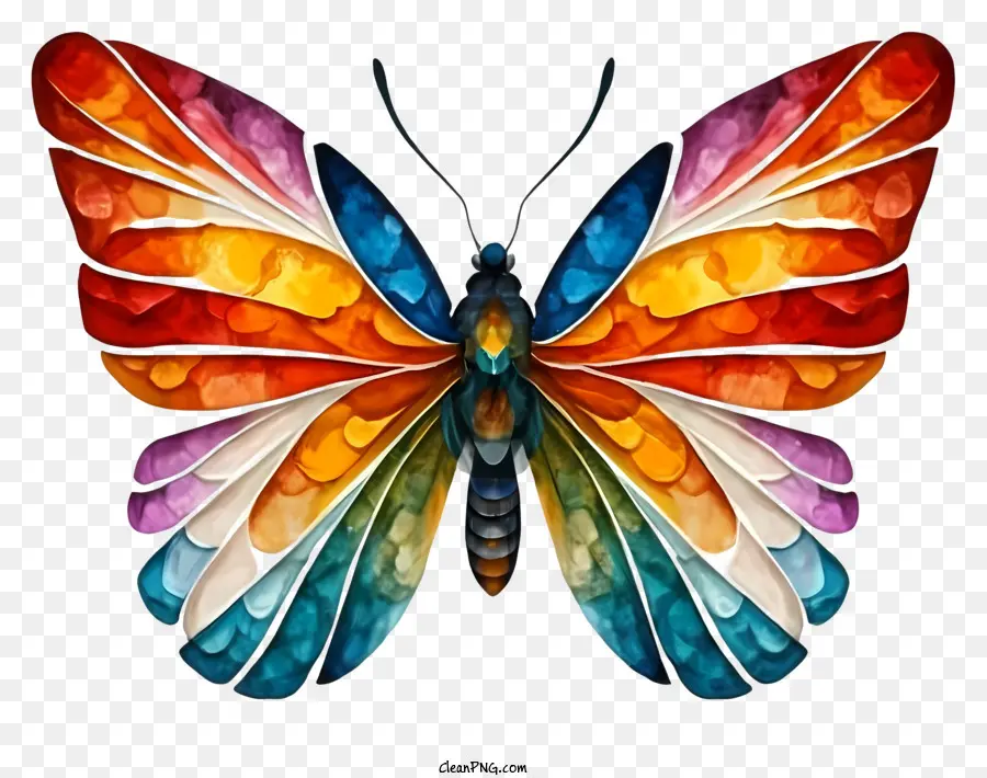 Desenho Animado，Borboleta Colorida PNG