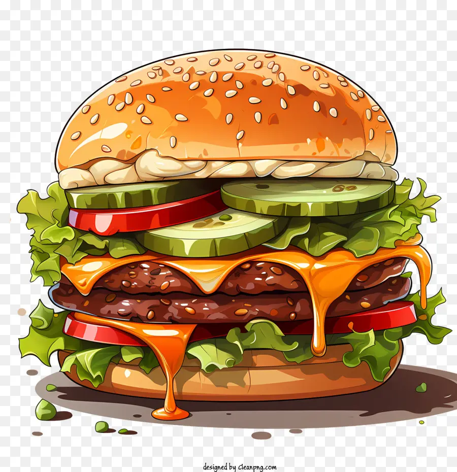 American Burger，Cheeseburger PNG