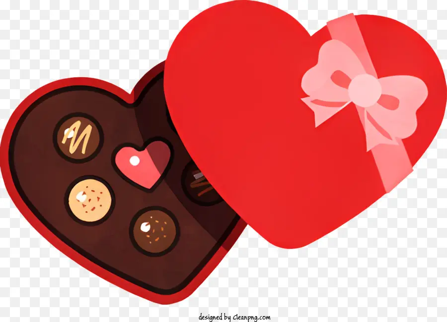 Cartoon，Caixa De Chocolate Em Forma De Coração PNG