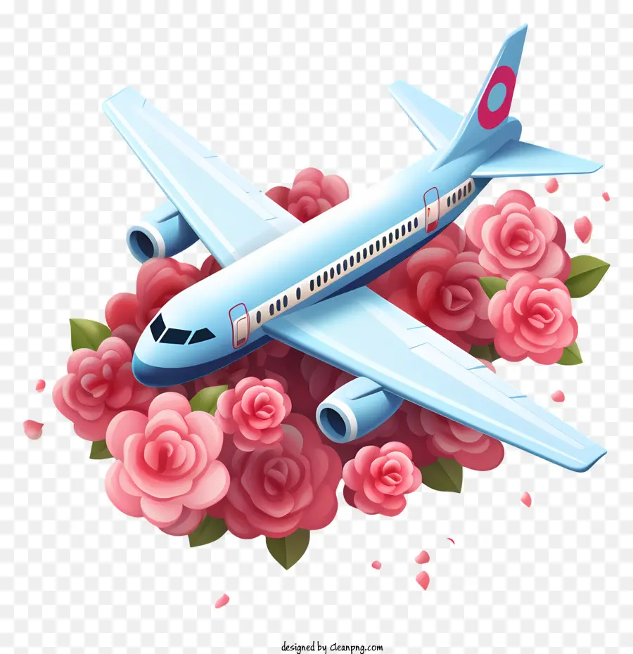 Avião De Namorado，Avião Cercado Por Rosas PNG