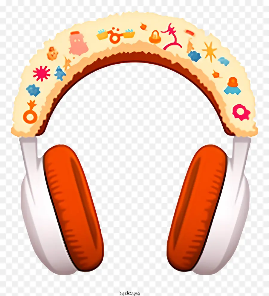 Doodle Christmas Earmaff，Fones De Ouvido Laranja PNG