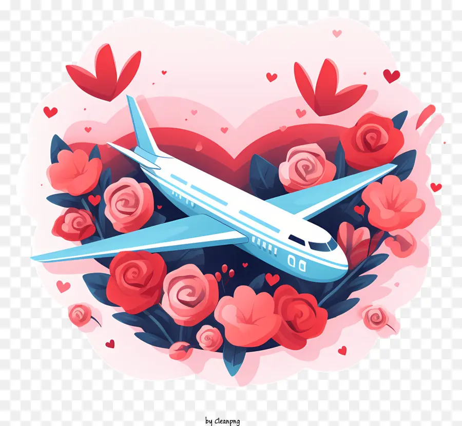 Avião De Namorado，Heartshaped Rosas PNG
