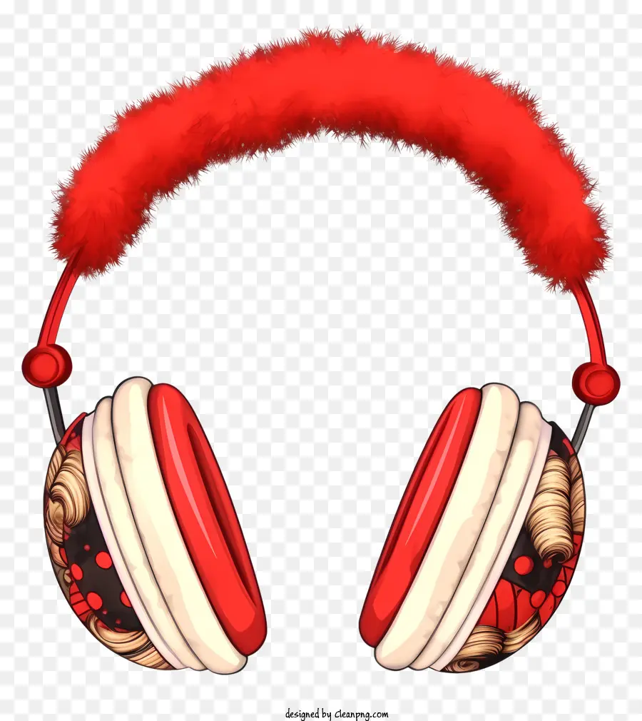 Trendy Retro Style Christmas Earreff，Fones De Ouvido Vermelho E Branco PNG