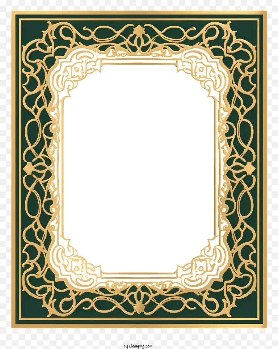 Quadro Islâmico árabe Em 3d Realista，Quadro Verde E Dourado PNG