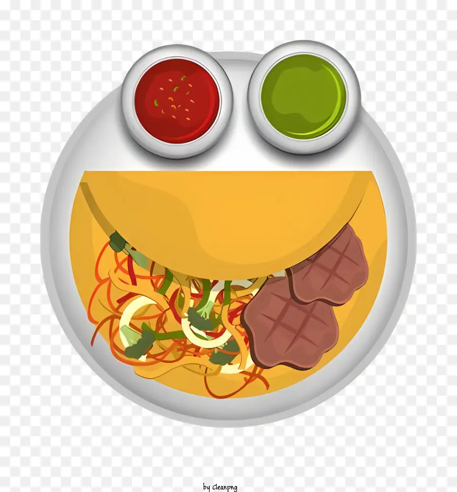 Comida，Prato De Comida Sorridente PNG