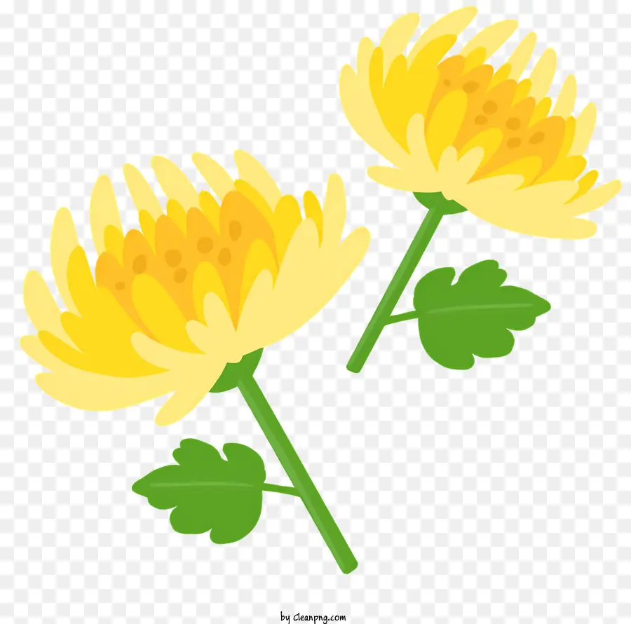 Desenho Animado，Flores Amarelas PNG